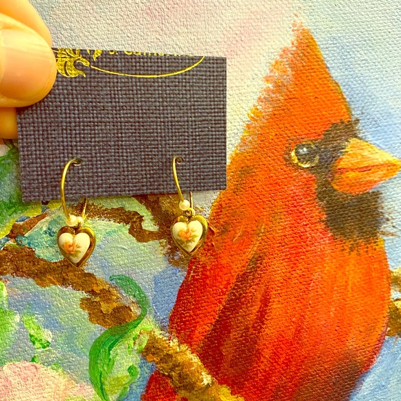 💕💕Handmade dainty vintage heart gold hoops - Picture 2 of 7